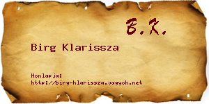 Birg Klarissza névjegykártya